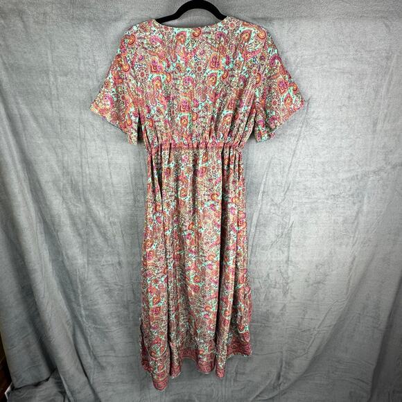 Zury Dress Womens One Size Pink Floral Silk Ruffle Hi Low Cottage Peasant Boho - Picture 7 of 12